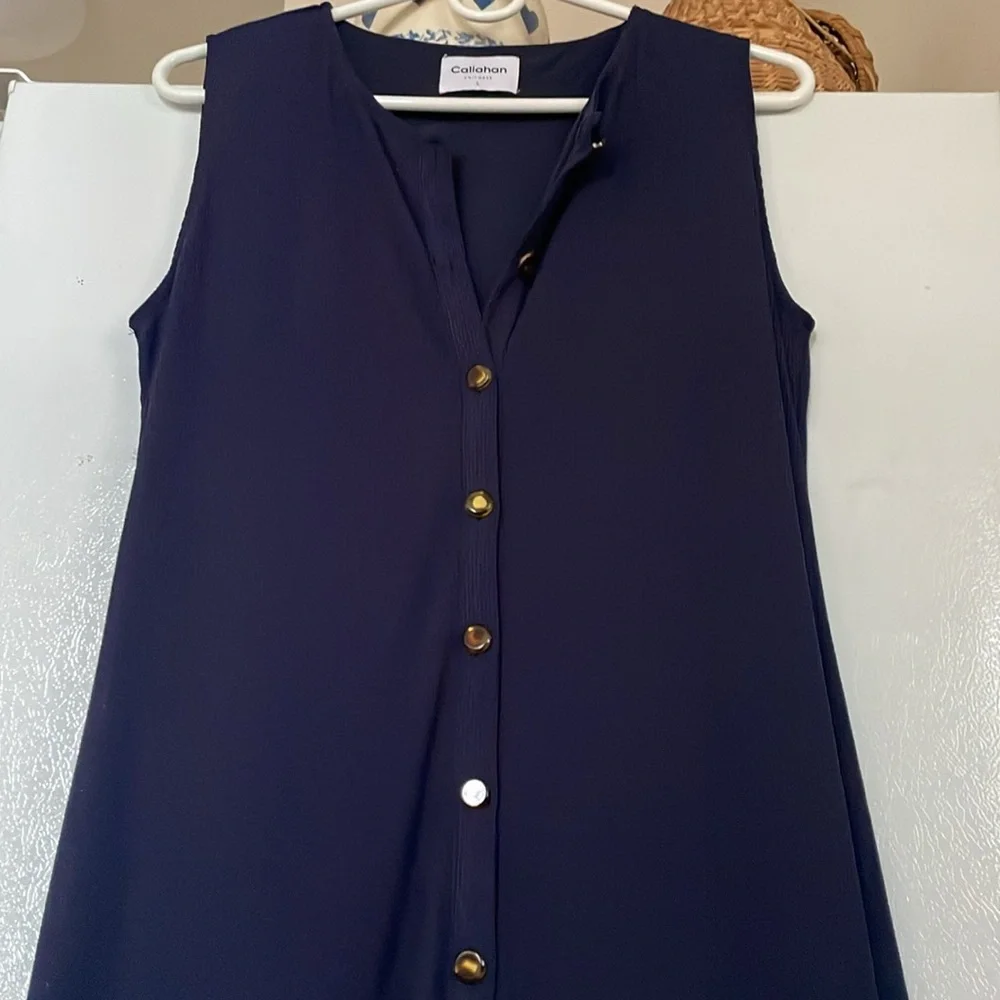 Callahan‎ Knitwear Large Lined Naxy Blue Maxi Dress Side Slits